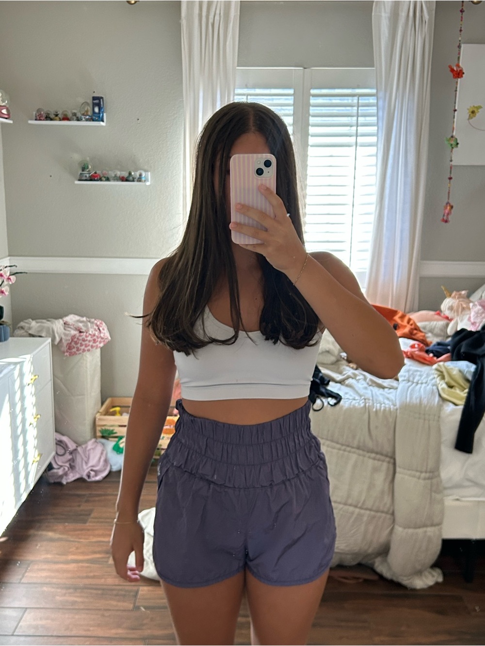 Free people High-Waist Smocked Waist Shorts - Purple